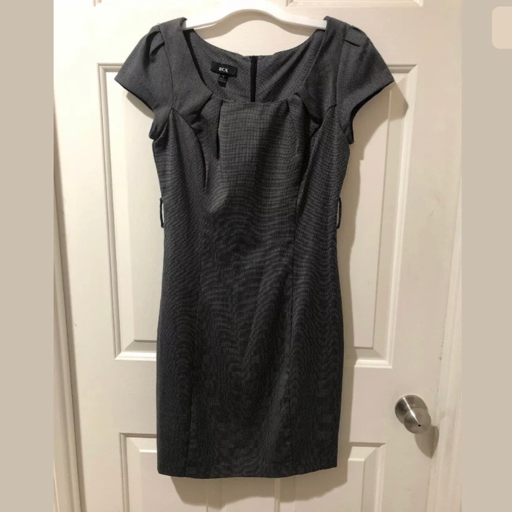 BCX Womens Black Gray Patterned Sheath Dress